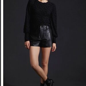 Anthropologie BTFL-Life Texture Long Sleeve Black Top NWT